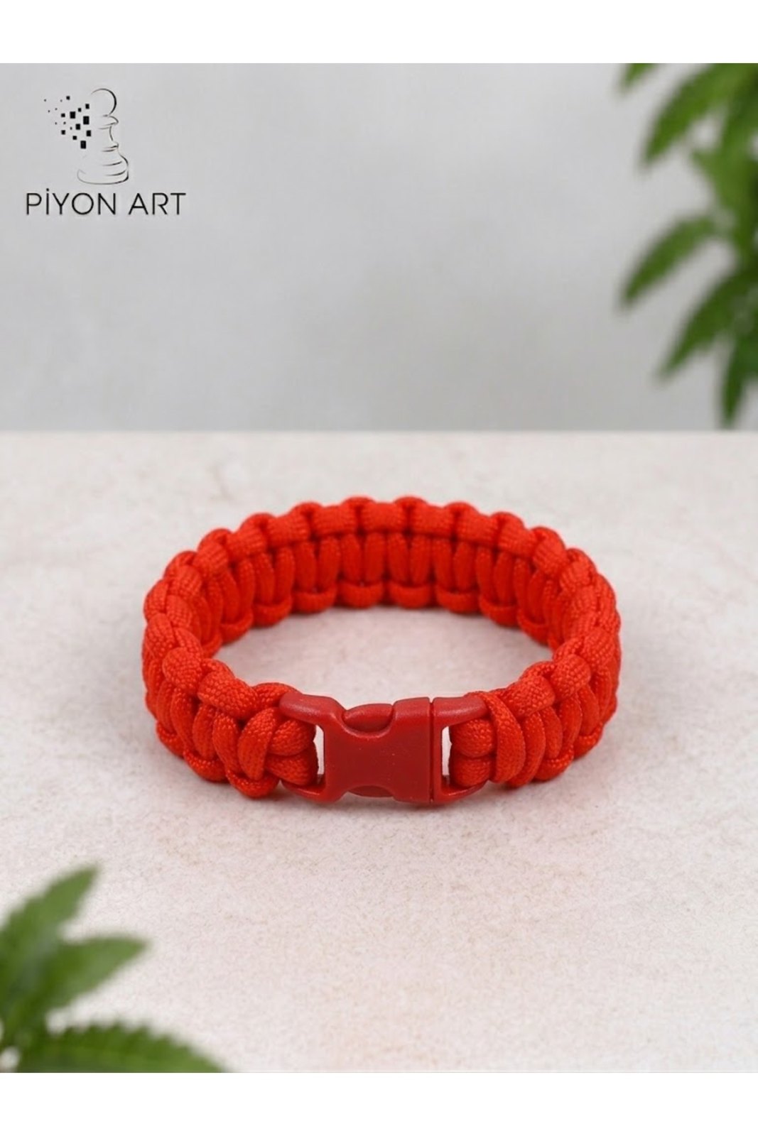 El Yapımı Kırmızı Paracord Paraşüt İpi Unisex Bileklik Klipsli Outdoor Survival Takı L Bede